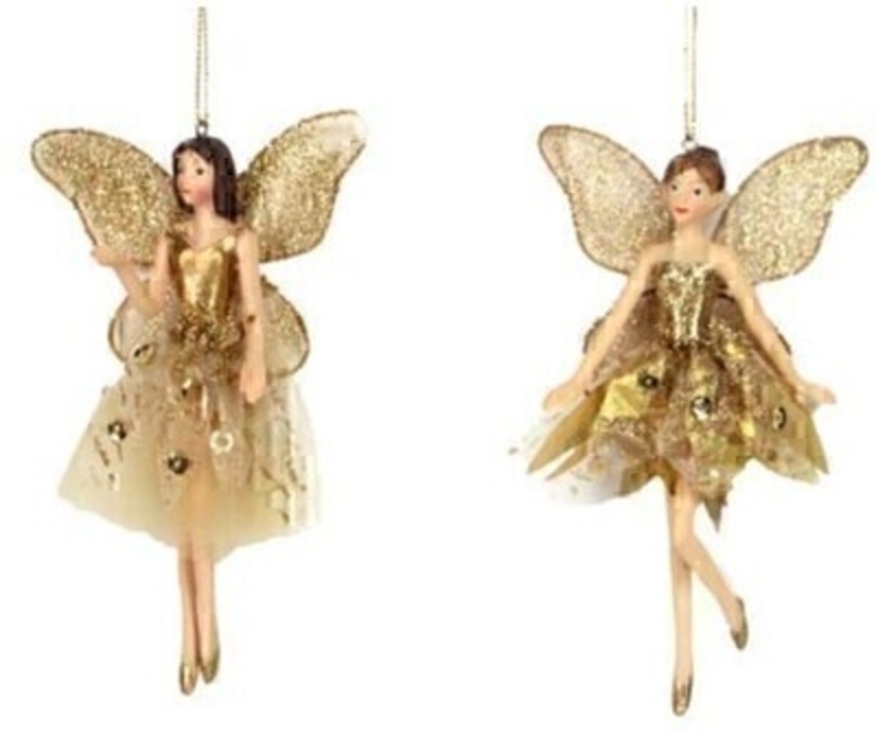 This beautiful Gold fabic and resin Fairy hanging Christmas Tree decoration by Gisela Graham would look lovely on your Tree this Christmas. Choice of 2 fairys available - If you have a preference please specify when ordering. This fesive fairy Christmas tree ornament by Gisela Graham will delight for years to come. It will compliment any Christmas Tree and will bring Christmas cheer to children at Christmas time year after year. Remember Booker Flowers and Gifts for Gisela Graham Christmas Decorations.